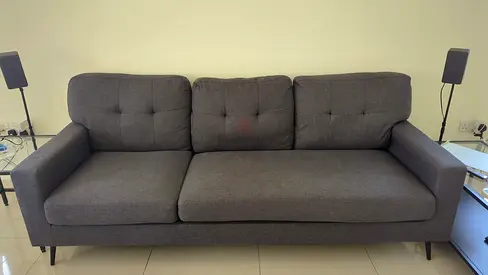 Modern 3-Seater Grey Fabric Sofa – Good Condition