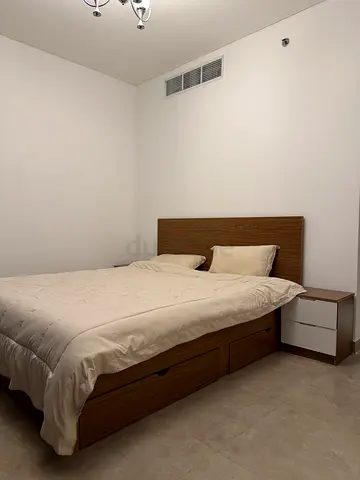 URGENT SALE Wooden Bed Frame with Storage and Matching Nightstand and mattress - new Condition
