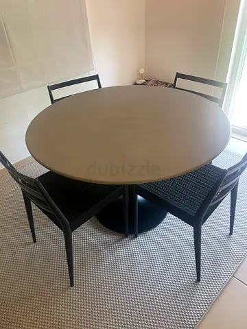 Round dining table with 6 chairs - modern compact set