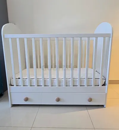 IKEA Gonatt Crib with Storage Drawer  Mattress