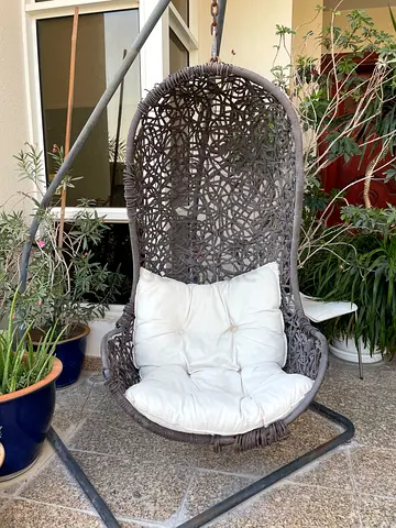 Outdoor hanging egg chair with stand