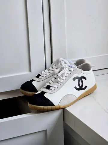 White Chanel-inspired Sneakers with Black Toe - Women’s Size (pre-owned)