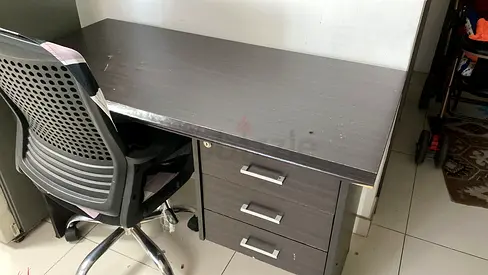 Wooden Study/Computer Desk with 3 Drawers and chair  Good Condition