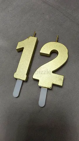 Set of Number 1 and 2 GOLDEN Toppers CANDLES (Used)