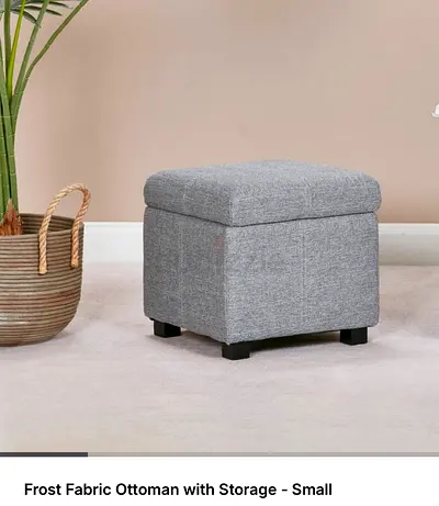 Small Frost Grey Fabric Storage Ottoman