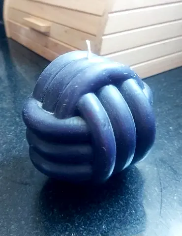 Handmade Knot Decorative Candle - Dark Blue, Small
