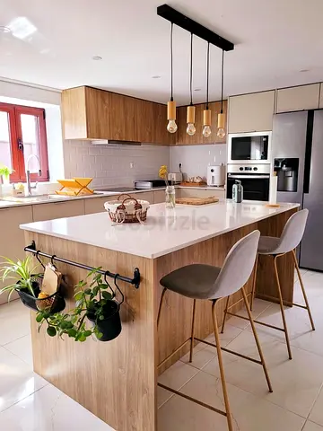 Modern wooden kitchen island
