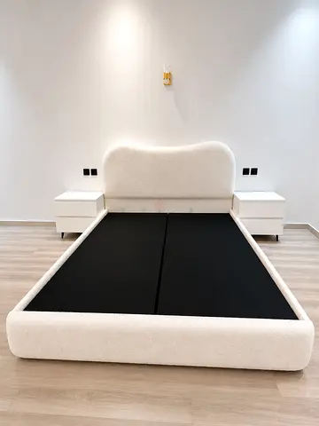 Modern Upholstered Bed Frame with Curved Headboard