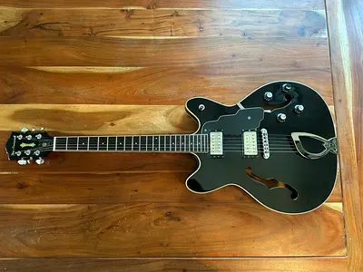 1999 DeArmond (by Guild) Starfire Custom Black - Korean - USA Pickups - Bigsby - With Hard Case