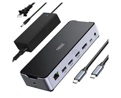 SeloreS-Global USB C Docking Station 3 Monitors Laptop Dock Dual Monitor with 2 HDMI DisplayPort 4K