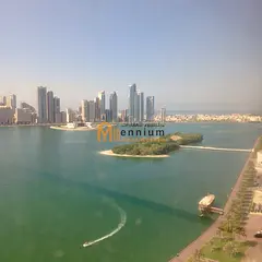 For Rent Al Majaz 1, 4BR apartment with hall, 1800 sqft, sea view, free AC, AED 98,000 yearly, 2 che