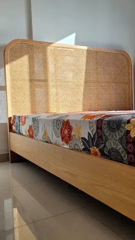 Wooden Rattan bed - King size