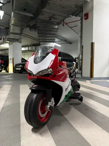 Red Ducati Ride-On Motorcycle for Kids with Training Wheels