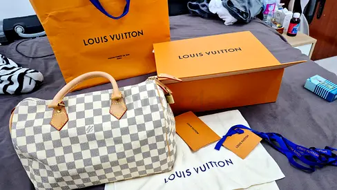 Louis Vuitton Speedy 30 Damier Azur with Box and Dust Bag - Preowned