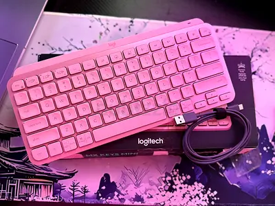 Pink Logitech Wireless Keyboard with USB-C Receiver - Good Condition
