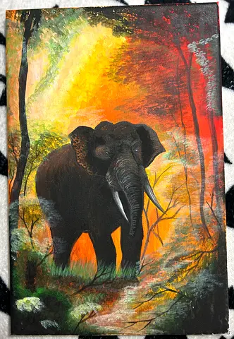 Original Elephant Acrylic Painting on Canvas