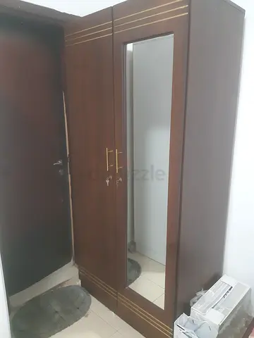 Large Wooden Wardrobe with Full-Length Mirror - Good Condition