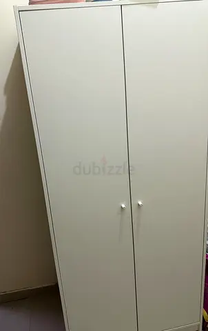 Simple white two-door wardrobe / armoire - good condition