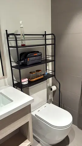 Over-the-toilet Black Metal Storage Shelf - 4 Tier