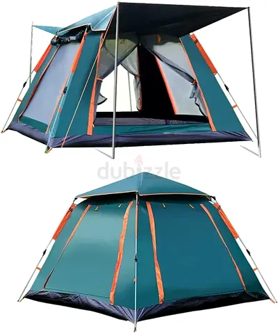 Family 6-Person Waterproof Camping Tent with Awning - Used
