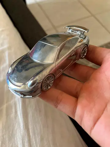 Silver Chrome Die-Cast Toy Sports Car