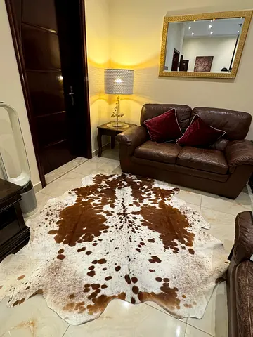 Genuine Brown  White Cowhide Rug