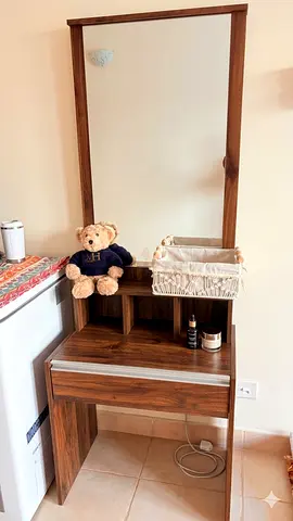 Wooden Dressing Table with Tall Mirror - Good Condition