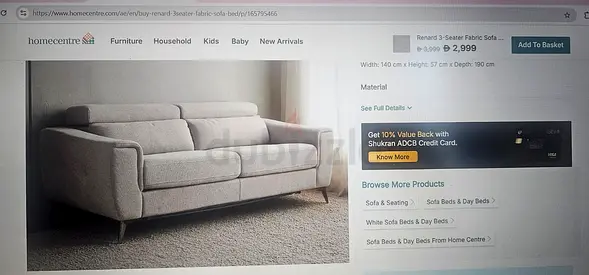 Light grey 3-seater fabric sofa in good condition