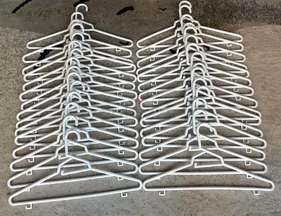 30 White Plastic Clothes Hangers