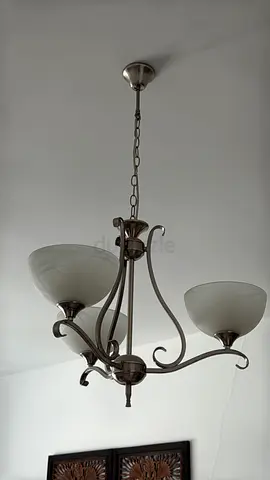 2 sets of 3-Light Dull Gold Ceiling Chandeliers and 2 sets of 3-Light Silver Ceiling Chandeliers