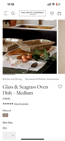 Glass and Seagrass Oven Dish - large and other dishes