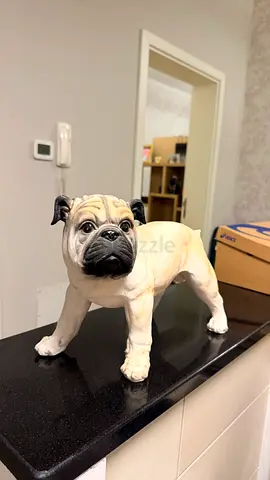Realistic Bulldog Garden Ornament - Beige Resin Statue