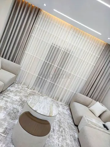 Light grey sheer and blackout curtains set with double layer - Brand new