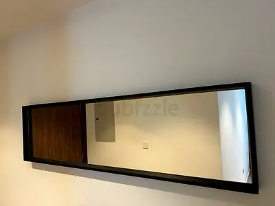 Long Rectangular Wall Mirror with Black Frame - Excellent Condition