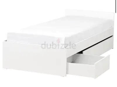 IKEA VIKALS (VINALS?) Single Bed Frame with 2 Storage Drawers, White 90x200