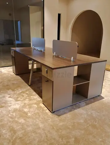 Modern 4-Seater Office Workstation Desk with Storage and Dividers