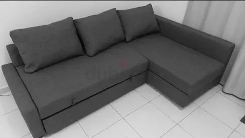 Grey L-Shaped Sofa Bed