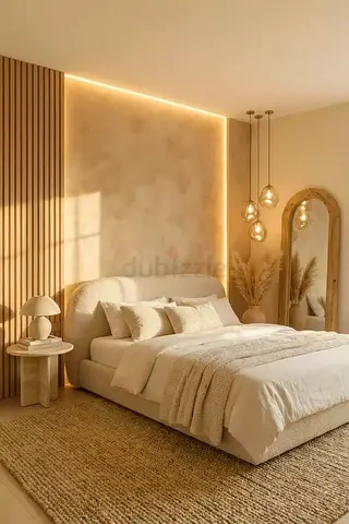 Modern Upholstered Bed Frame with Curved Headboard
