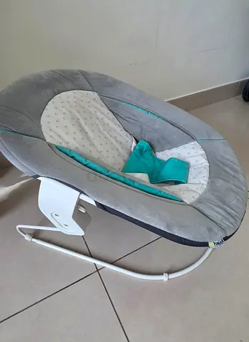 Lightweight Baby Bouncer/Rocker Seat - Grey  Teal, Good Condition