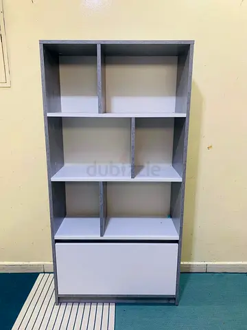Compact 6-Shelf Storage Unit with Bottom Drawer - Light Grey/White
