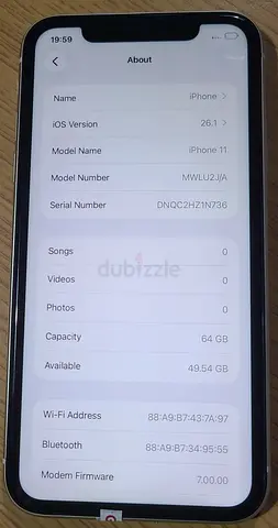 iPhone 11 white color- great working condition whith 100 percent battery, Face ID is working.