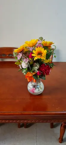 Ikea  glass vase with  flowers