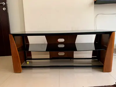 Wood and Glass TV Stand / Entertainment Unit - Medium Size