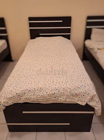 Single bed with storage - wooden frame and headboard (used)-90cm/190cm