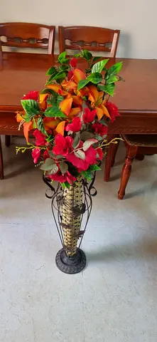 Long vase with flowers