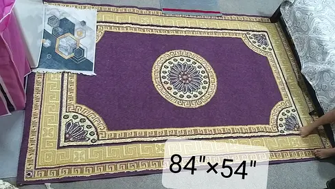 Used Purple  Gold Decorative Area Rug 84 x 54