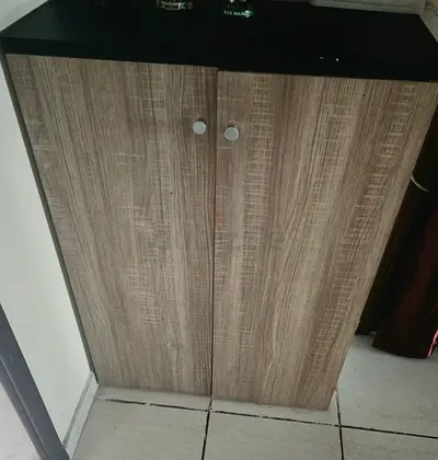 Compact 2-Door shoes Wooden Storage Cabinet - Light Oak Finish