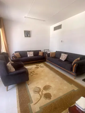Dark Grey 4-piece Sofa Set with Accent Cushions — Good Condition