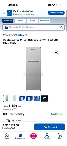 Westpoint Top Mount Refrigerator WNN3523ERI Silver 350L - perfect Working Condition