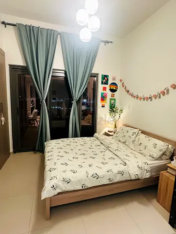 Queen wooden bed frame with mattress and bedside set in good condition
